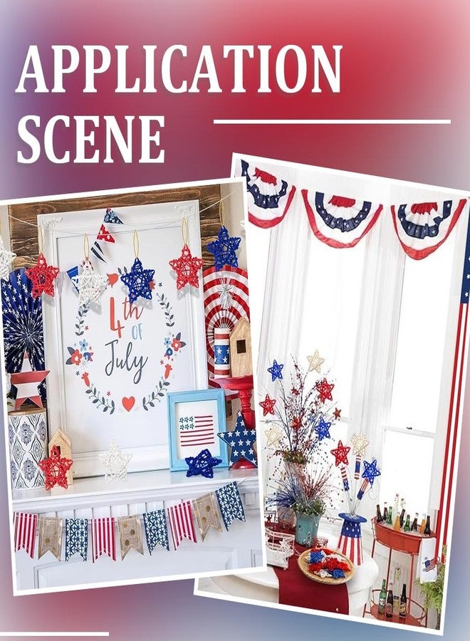 SOFPLATE 18Pcs Independence Day Rattan Stars Bulk Red White Blue Wooden Stars Decor 2.36 Inch Small Wicker Rattan Ball Vase Bowl Filler 4th of July Decorations for Home Wedding Party Veterans Decor - Image 5